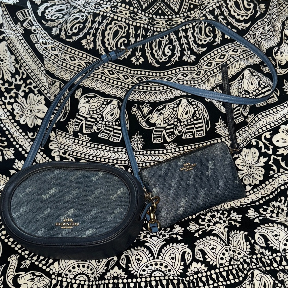 Coach Denim Blue Crossbody Bag and Wallet
